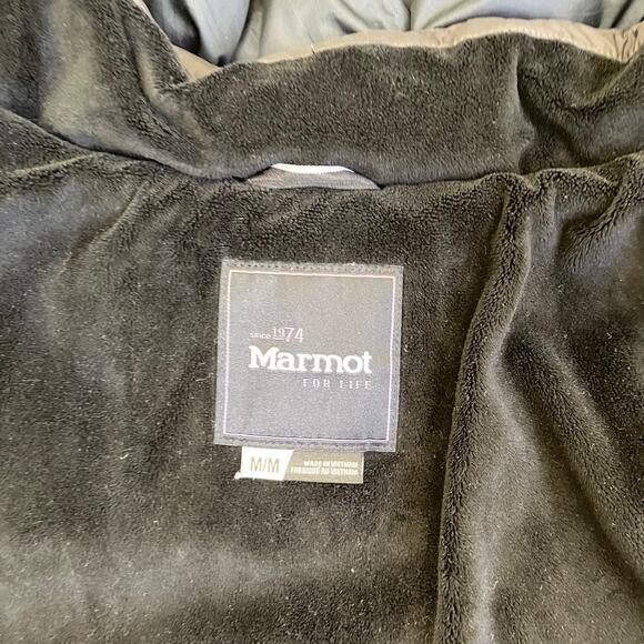 Marmot Womens Sz M Montreal Down Coat 700 Fill Hooded Faux-fur Trim Quilted Warm - Picture 12 of 16
